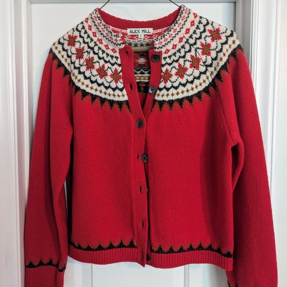NWOT Alex Mill Hilde Fair Isle Wool Cardigan - Picture 2 of 2